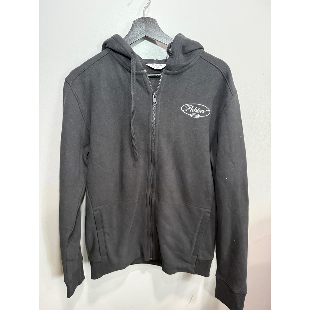 Peloton Mens Small Black Full Zip Hoodie Embroidered Logo Activewear Sweatshirt